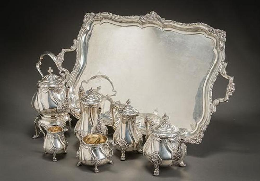 EDWARD VII SILVER SIX-PIECE COFFEE AND