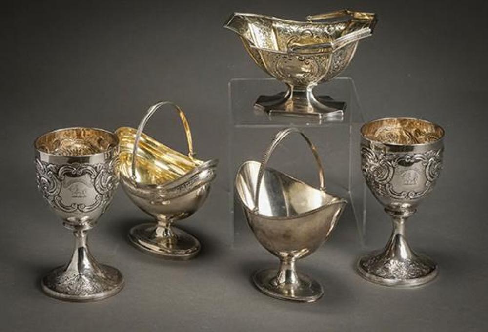 THREE GEORGE III SILVER SUGAR BASKETS