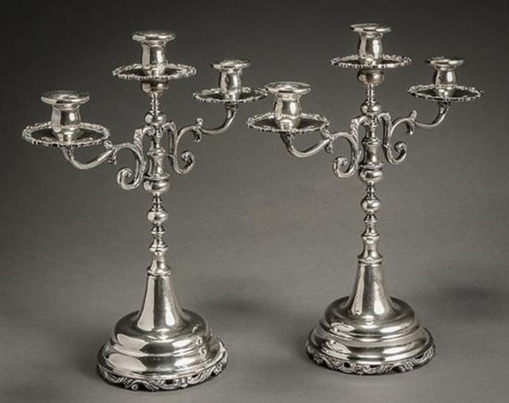 PAIR OF MEXICAN 925 STERLING THREE LIGHT 320d64