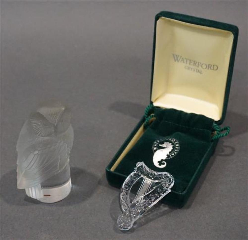 LALIQUE OWL AND WATERFORD HARP 320ddb