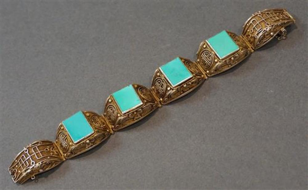 CHINESE SILVER AND TURQUOISE BRACELET  320dd5