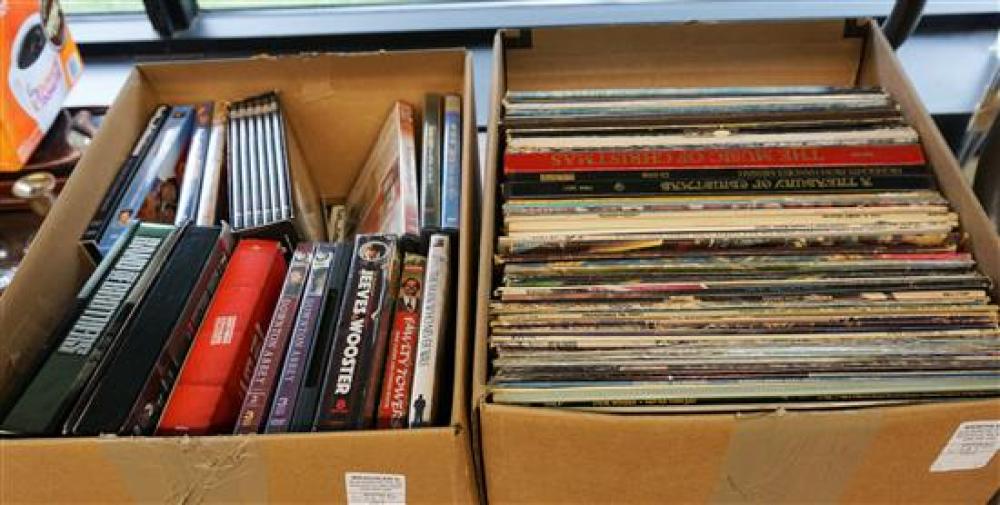 BOX WITH LONG PLAYING RECORDS AND