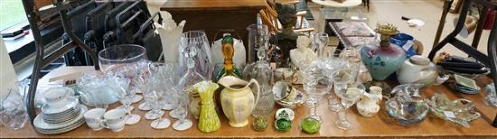 GROUP OF GLASS DECANTERS, BARWARE,
