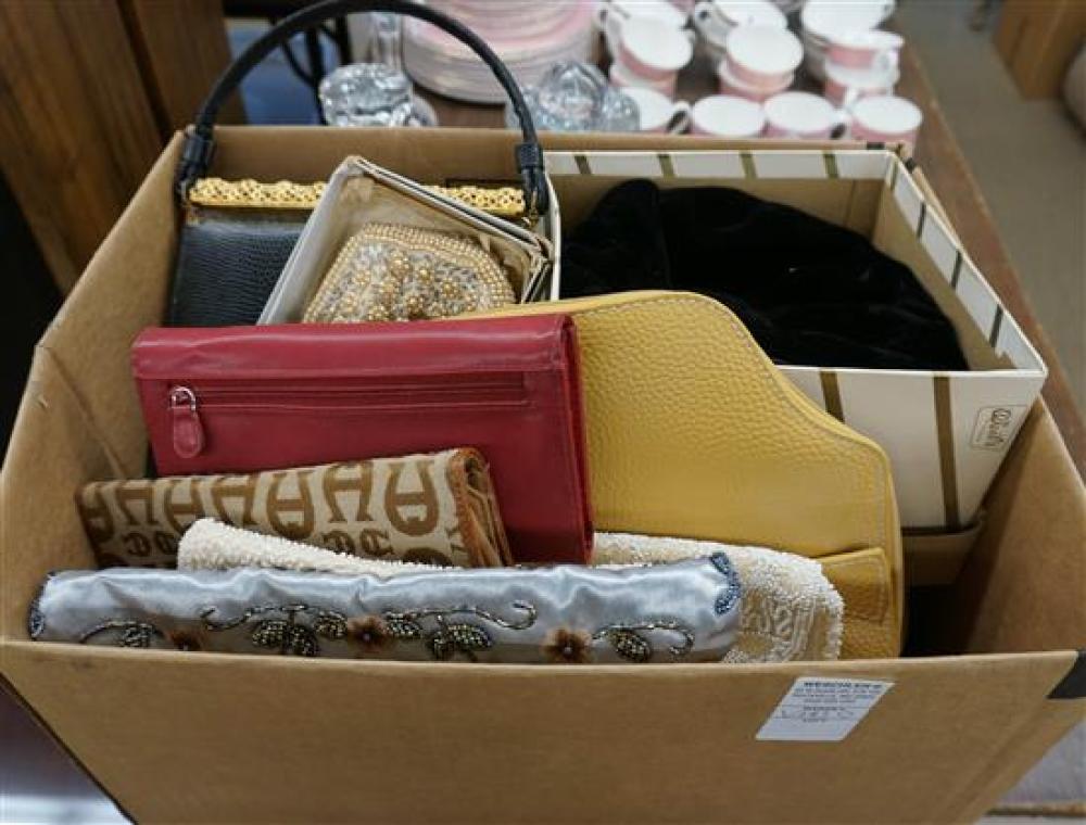 BOX WITH PURSES AND SCARVESBox