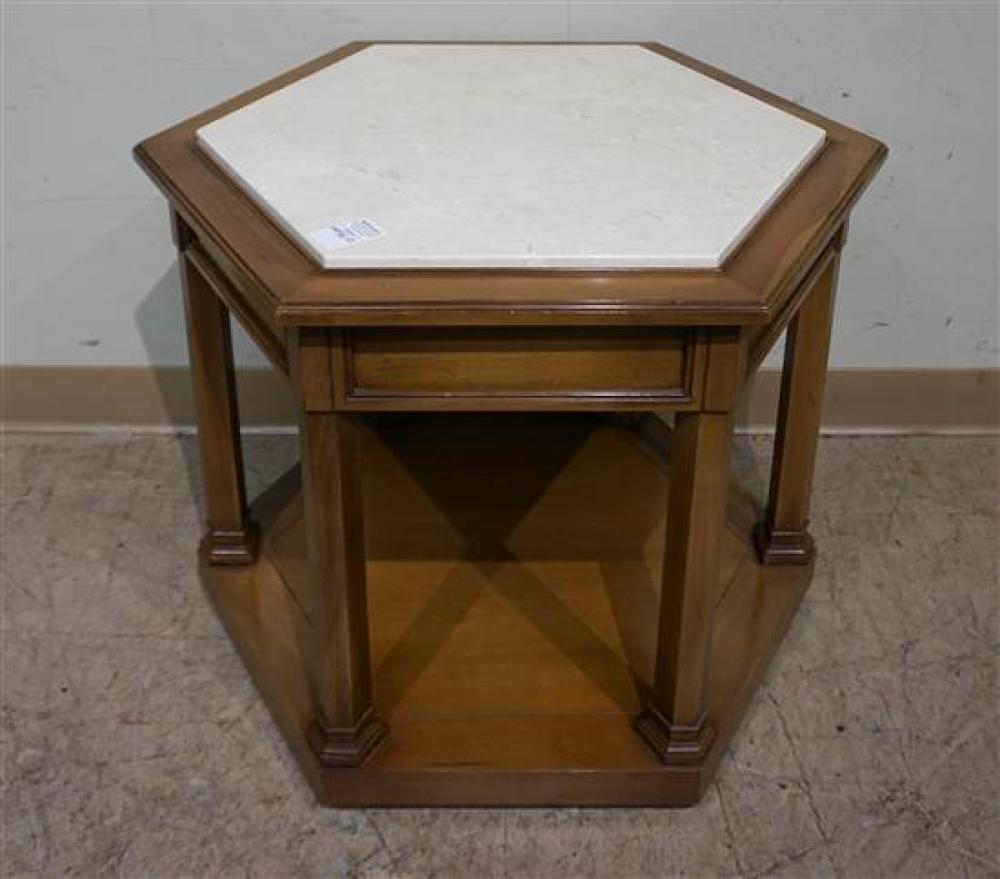 MARBLE INSET CHERRY SIDE TABLEMarble