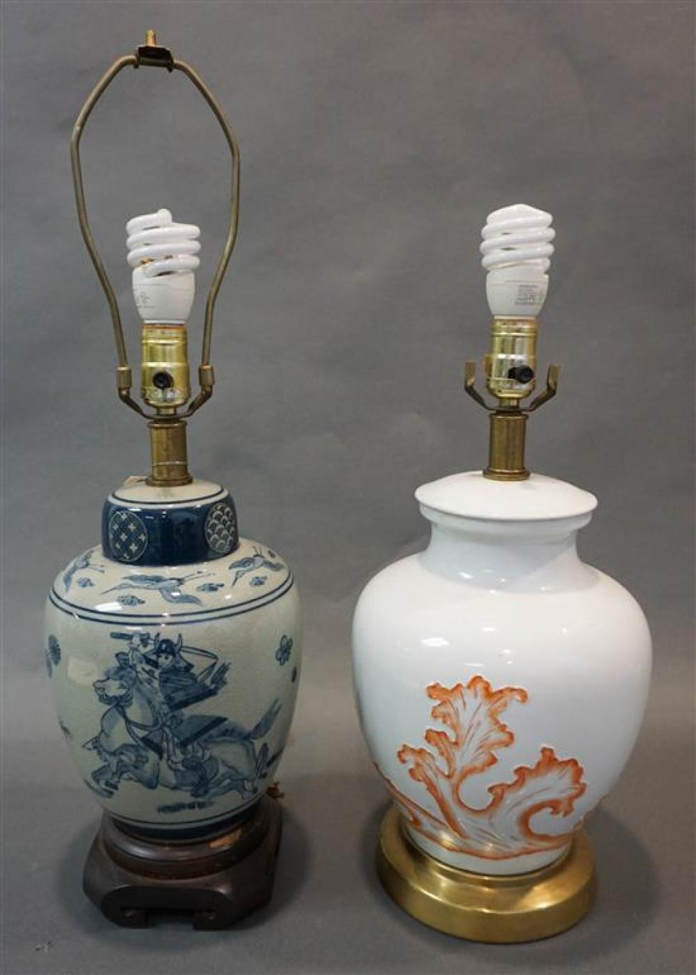TWO JAPANESE PORCELAIN TABLE LAMPSTwo