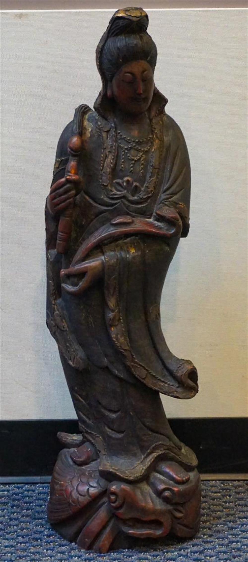 CHINESE DECORATED CARVED WOOD FIGURE