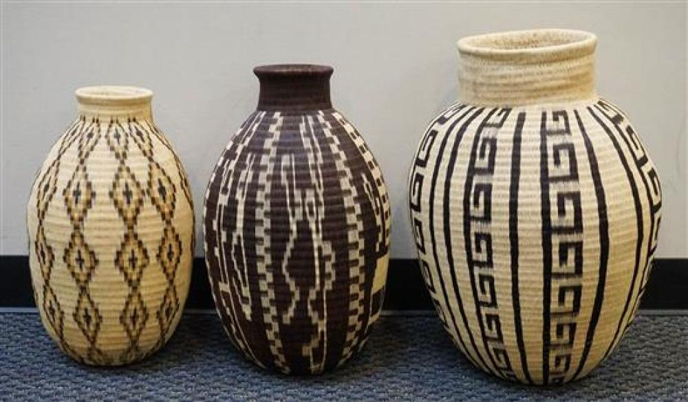 GROUP WITH THREE AFRICAN WOVEN