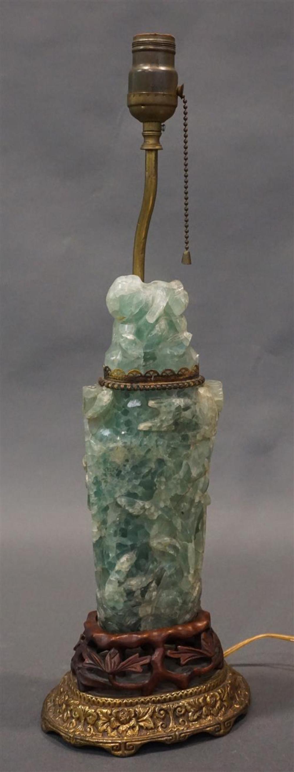 CHINESE GREEN QUARTZ URN CONVERTED 320f58