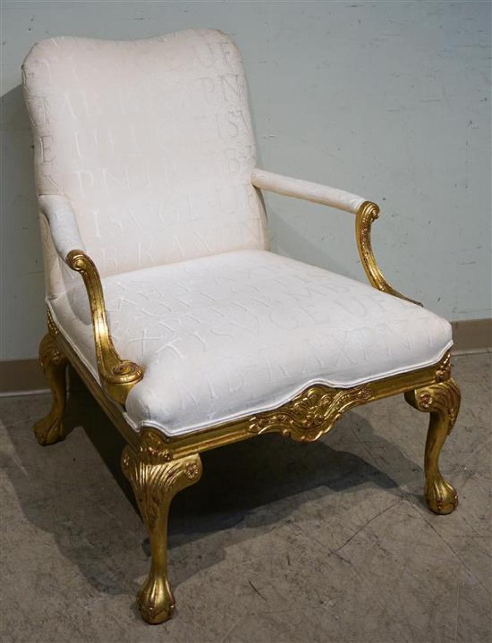 GEORGE III STYLE GILTWOOD UPHOLSTERED 320f74