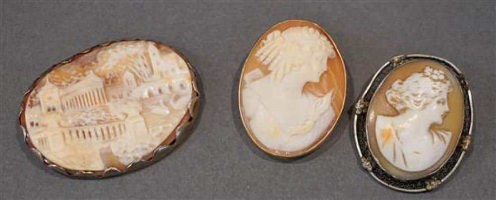 THREE SHELL CAMEO BROOCHES ONE 320fb6