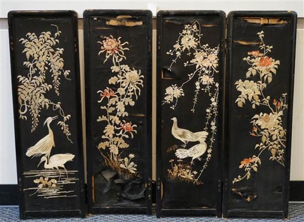 JAPANESE EMBROIDERED SILK FOUR-FOLD