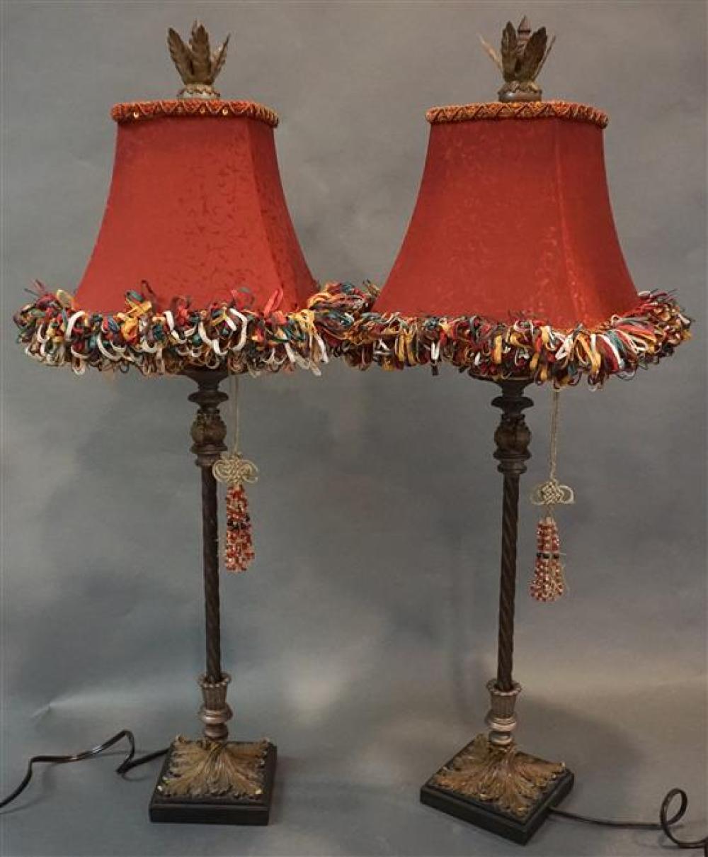 PAIR OF PARTIAL GILT PATINATED