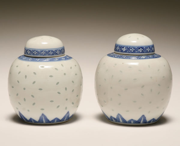 Pair Asian early lidded ginger jars;
