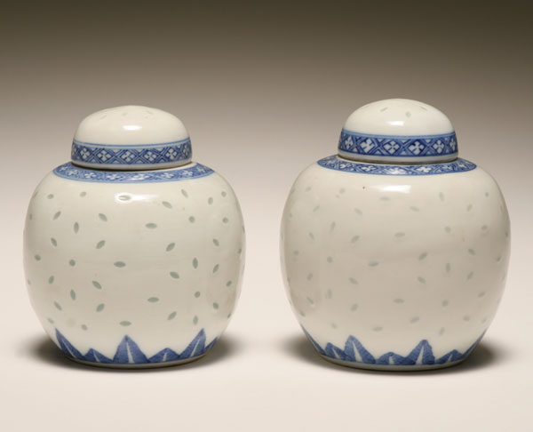 Pair Asian early lidded ginger