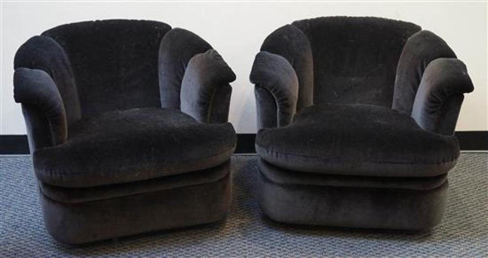 PAIR OF BLACK VELVET UPHOLSTERED 3210f5