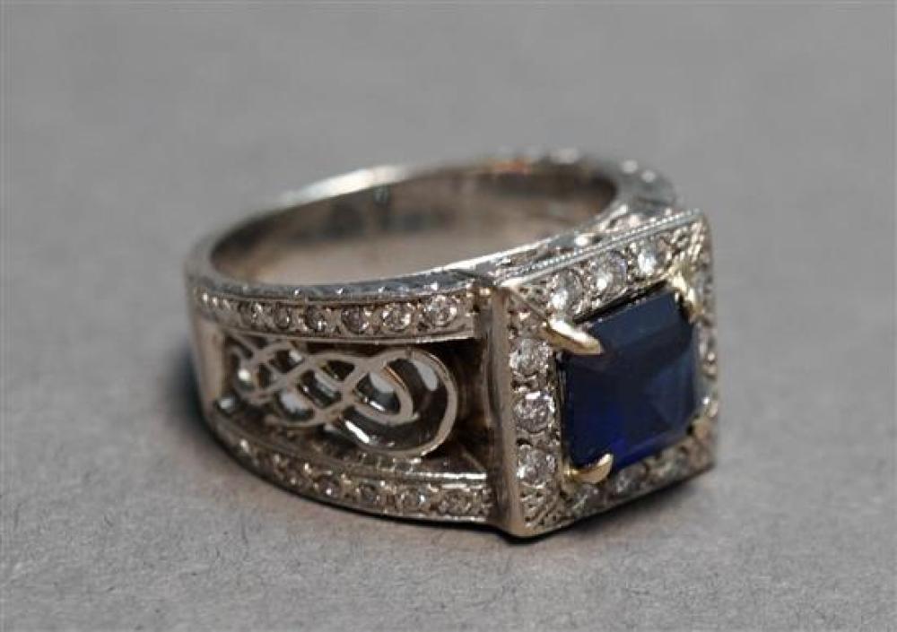 18-KARAT WHITE-GOLD, SAPPHIRE AND