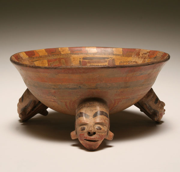 Pre Columbian tripod pottery bowl 501c3