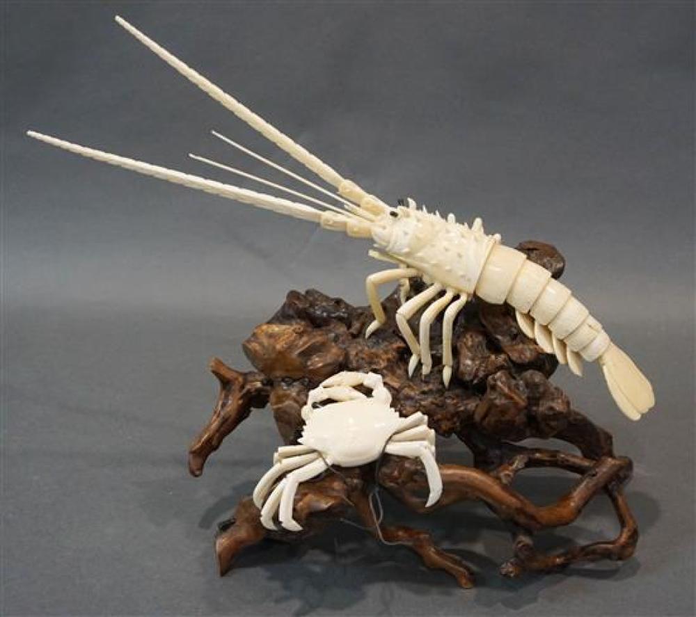 JAPANESE CARVED BONE LOBSTER AND 3211d9