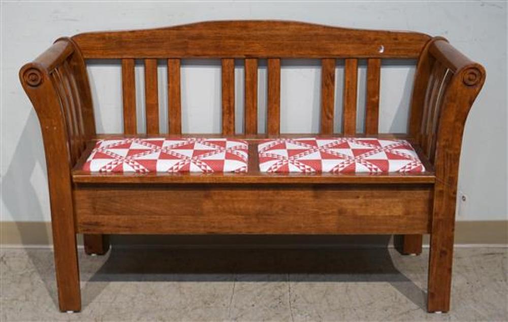 FRUITWOOD UPHOLSTERED SEAT BENCH,