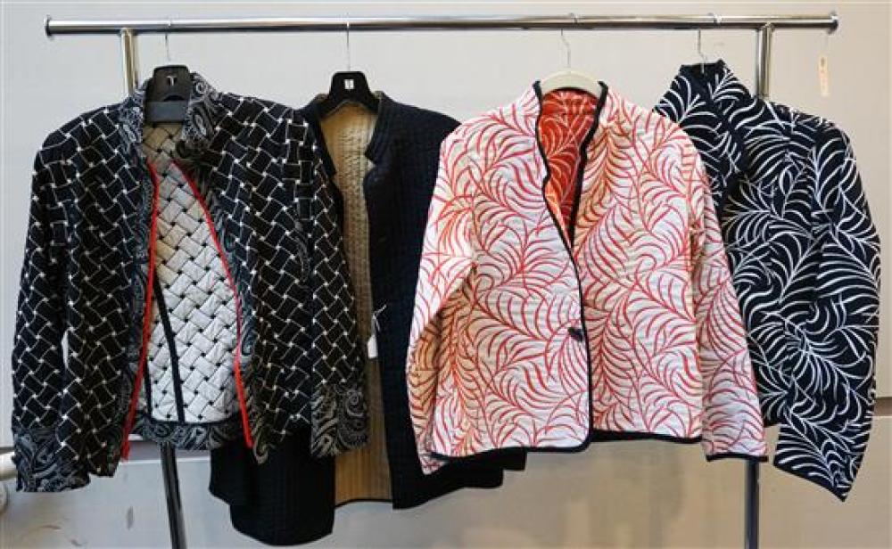 TWO PATTERNED BLACK JACKETS, A