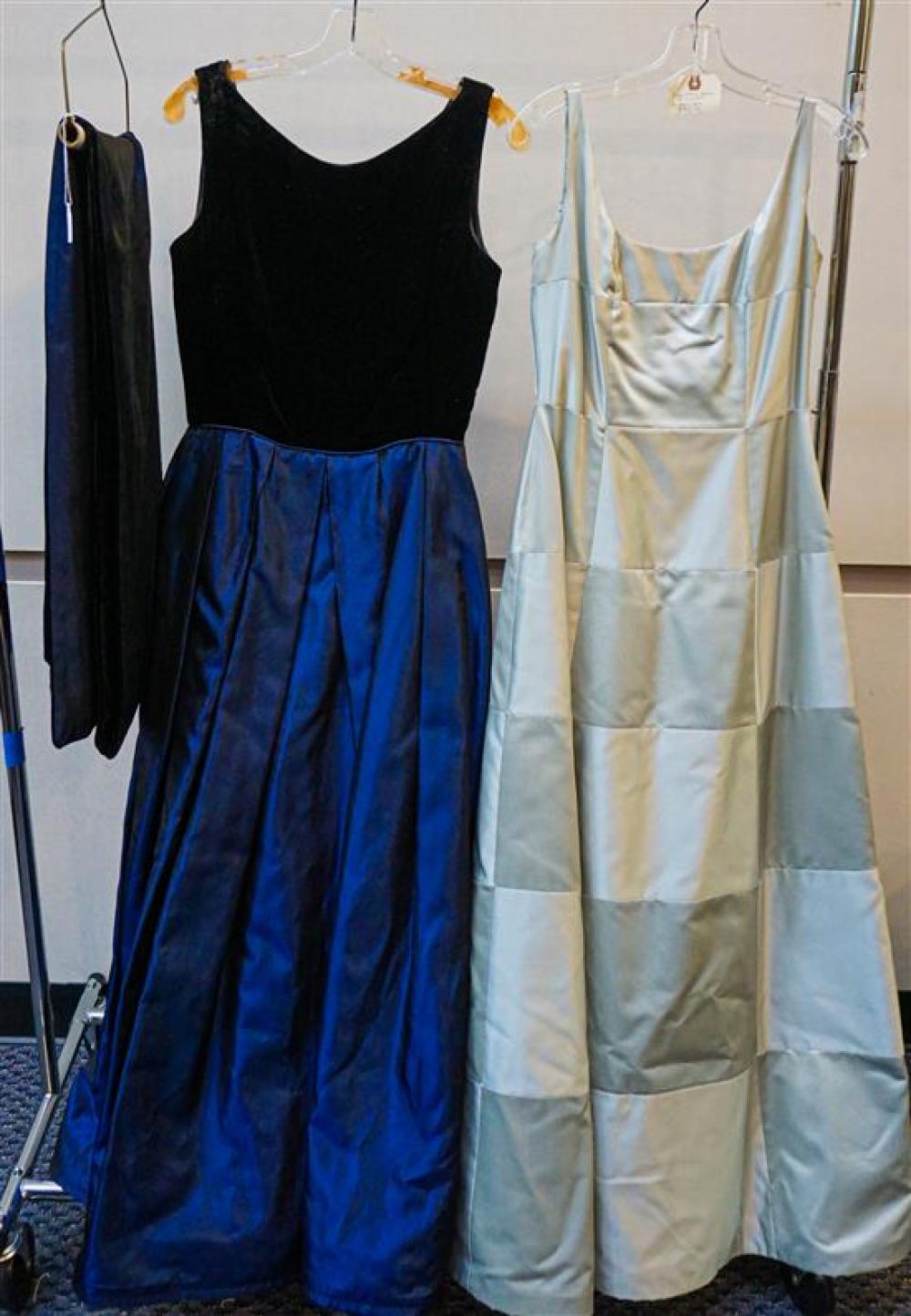 VELVET AND BLUE TAFFETA BALL GOWN WITH