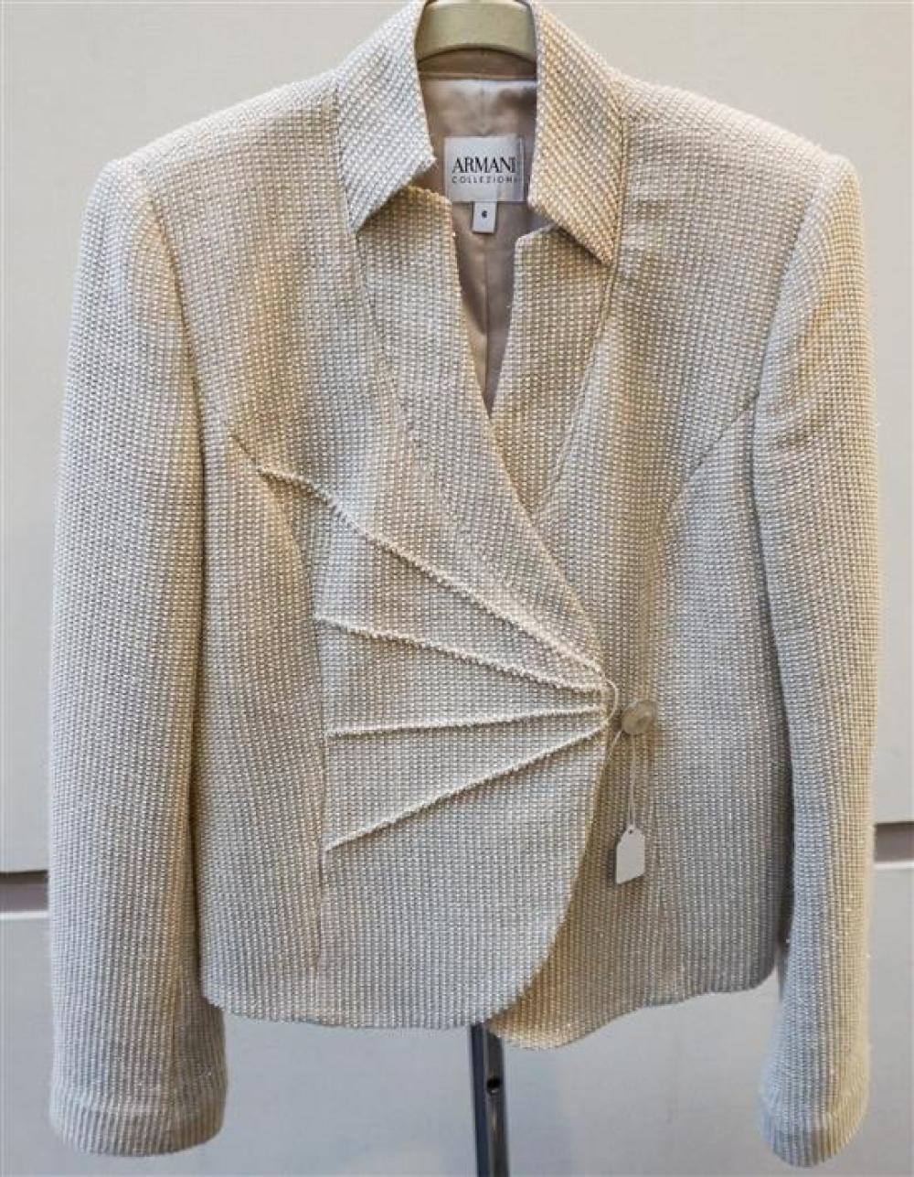 ARMANI ASYMETRICAL TAN TWEED JACKET 321231