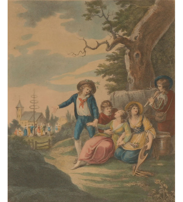 Pair 19th century English seasonal prints;
