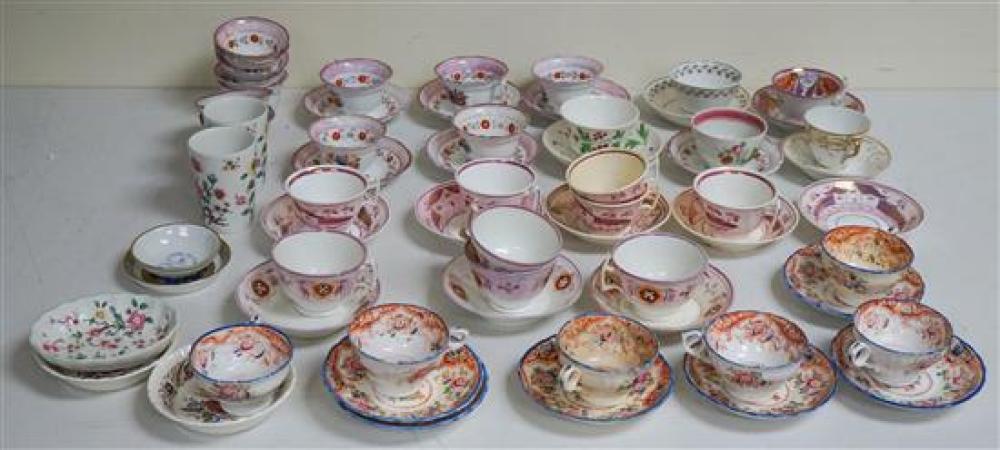 GROUP OF ENGLISH SOFT PASTE CUPS, SAUCERS