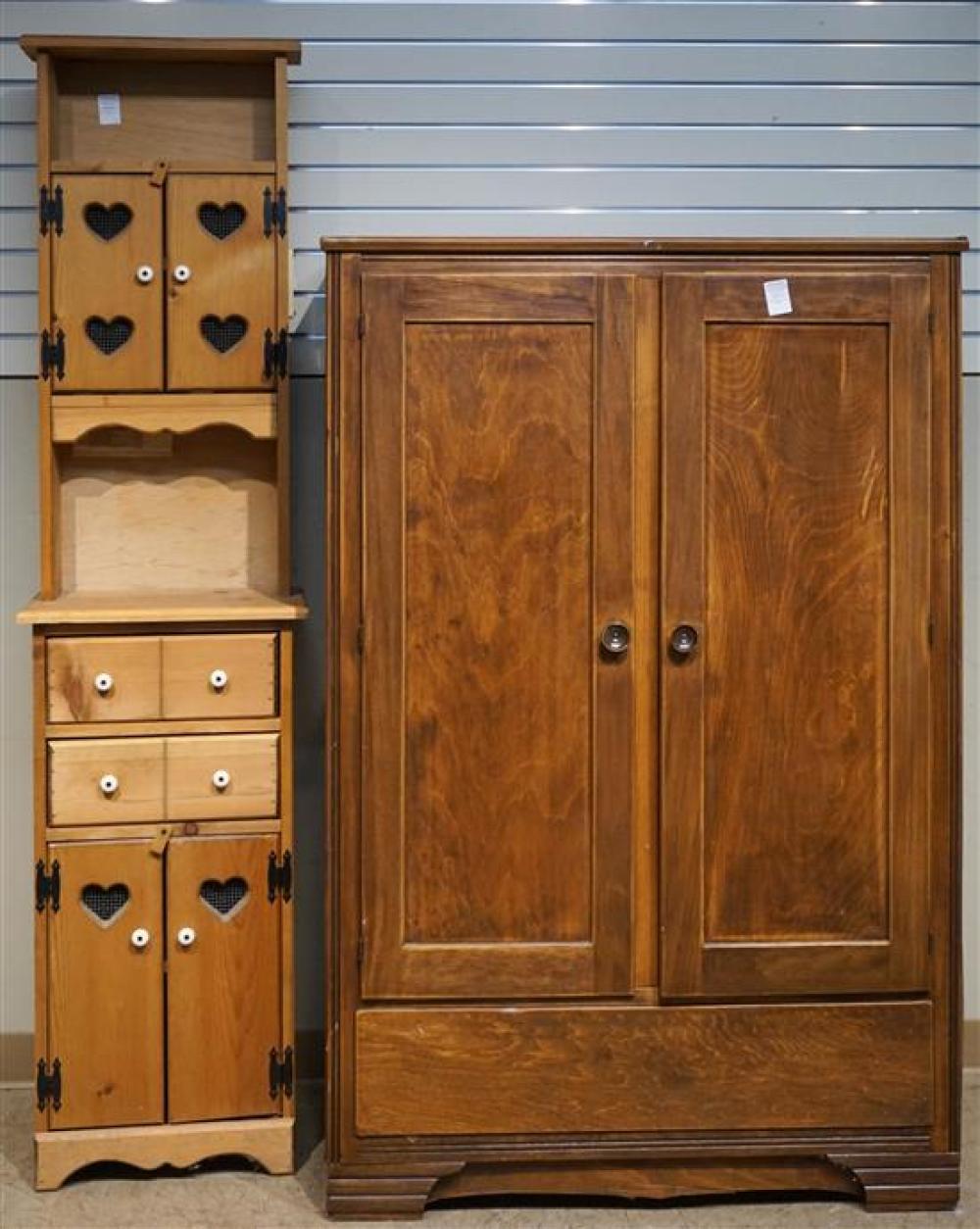 STAINED PINE DOUBLE DOOR WARDROBE