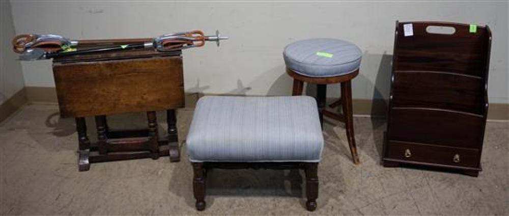 OAK DROP-LEAF LAMP TABLE, A REVOLVING