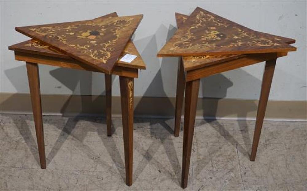 PAIR OF ITALIAN INLAID WOOD TRAINGULAR 3212ba