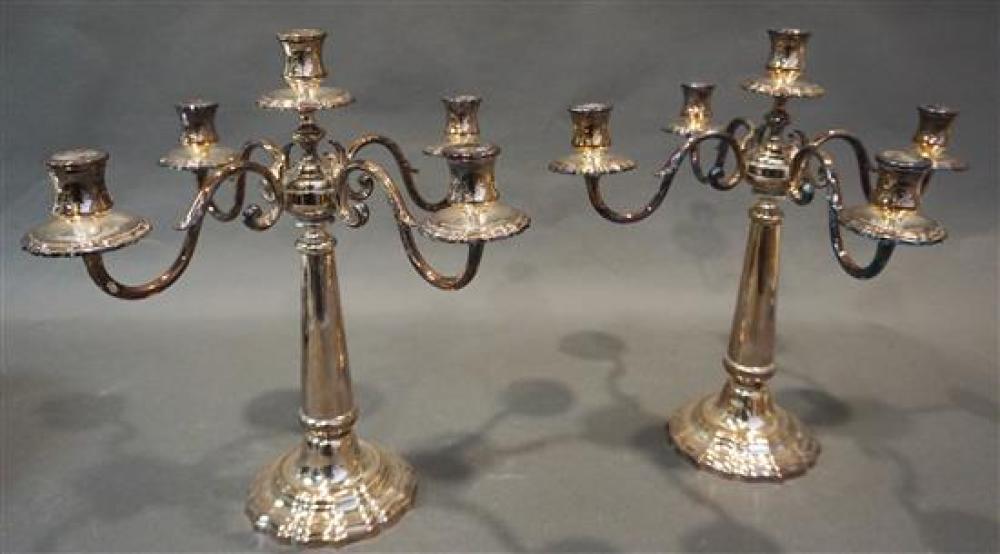 PAIR OF SILVER PLATE FIVE LIGHT 3212c0