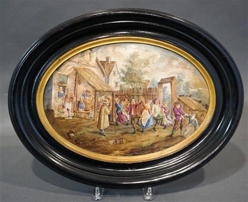 VILLAGE FESTIVAL, FRENCH PORCELAIN OVAL