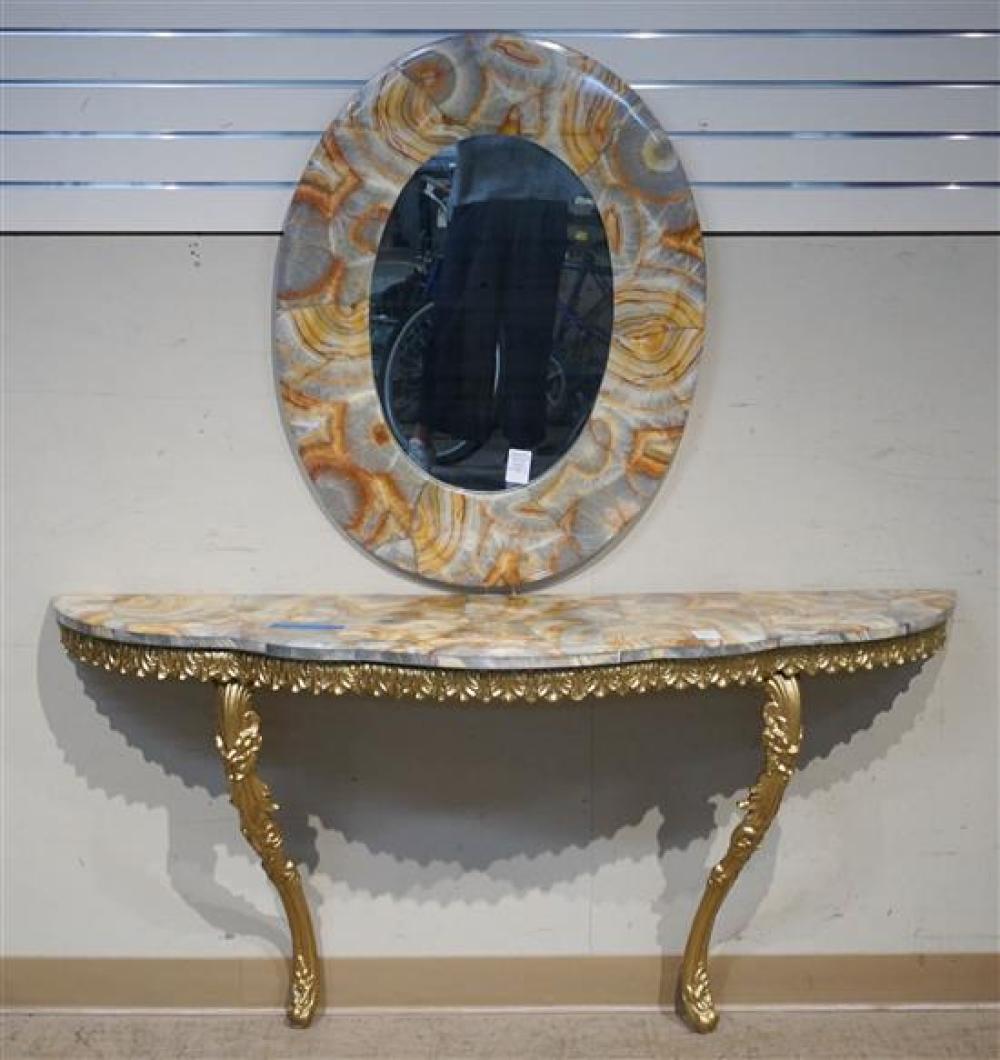 GILT METAL BASE AND ONYX CONSOLE