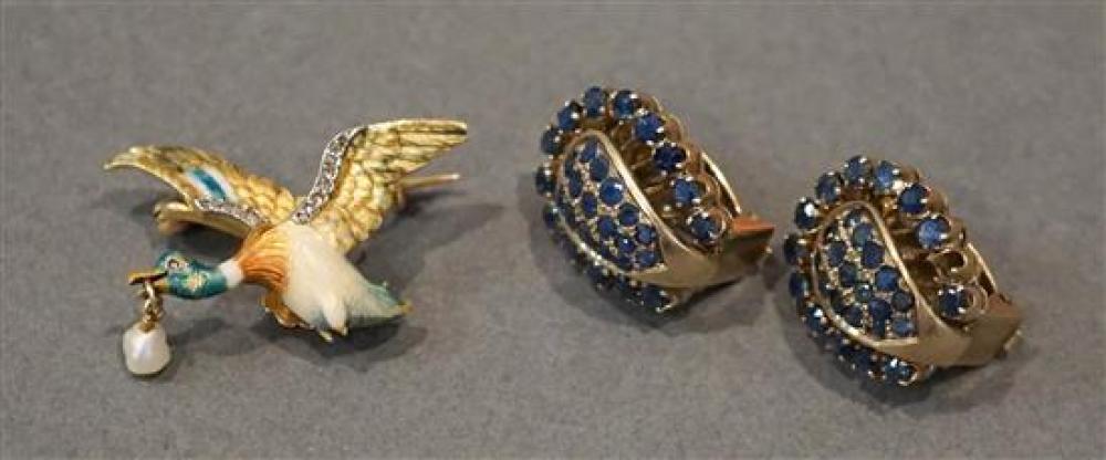 PAIR 10 KARAT YELLOW GOLD BLUE 32138c