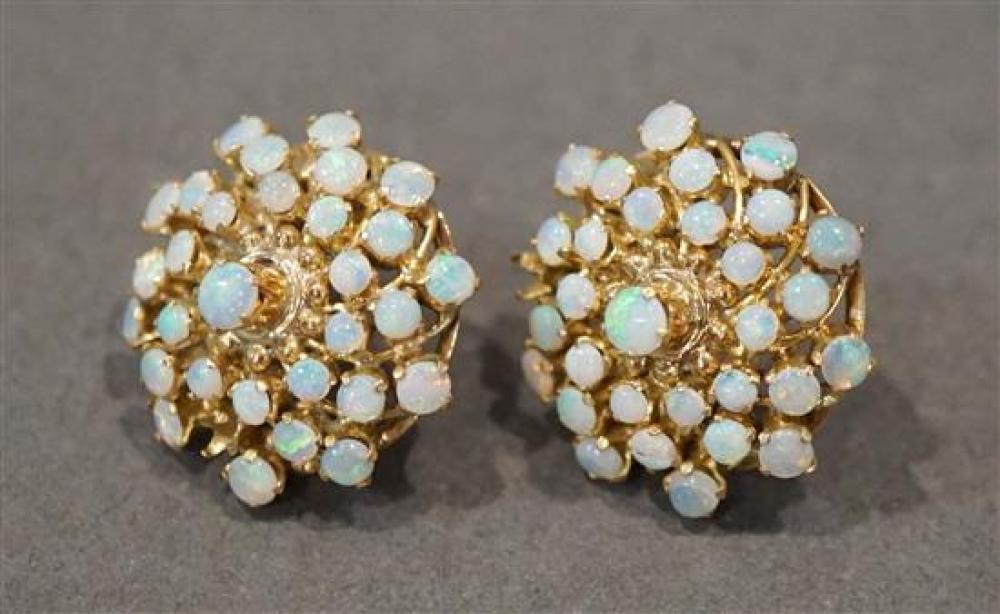 PAIR 14 KARAT YELLOW GOLD OPAL