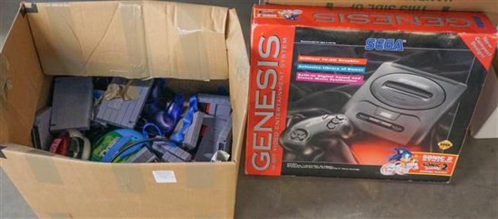 SEGA GENESIS, WITH GAME CARTRIDGES