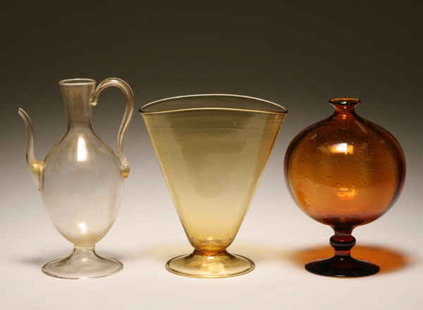 Three Murano art glass vases of