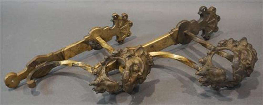 PAIR BRASS LION MASK TIEBACKSPair 3214e5