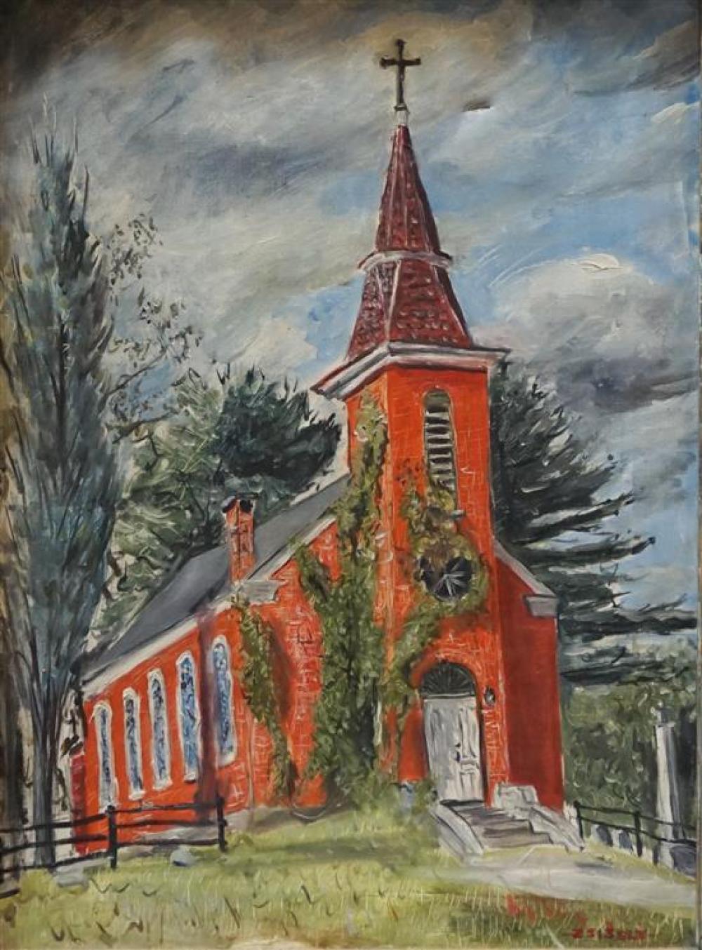 ZSISLEY, RED BRICK CHURCH, OIL