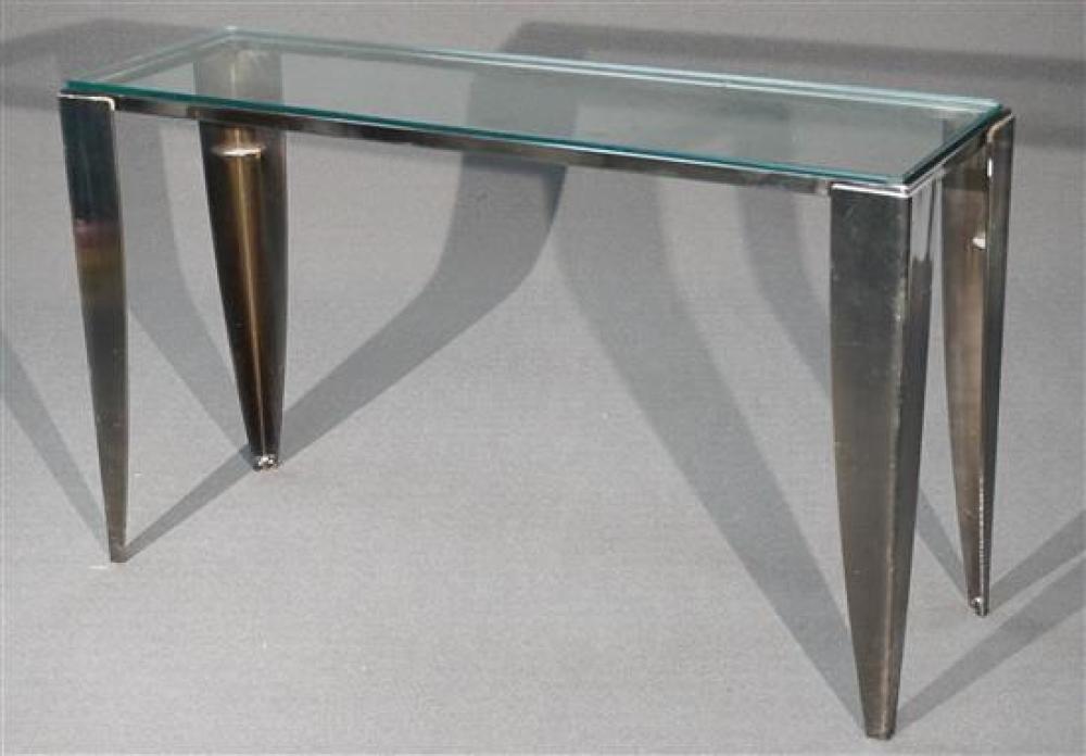 MODERN BRUSHED STEEL GLASS TOP 321571