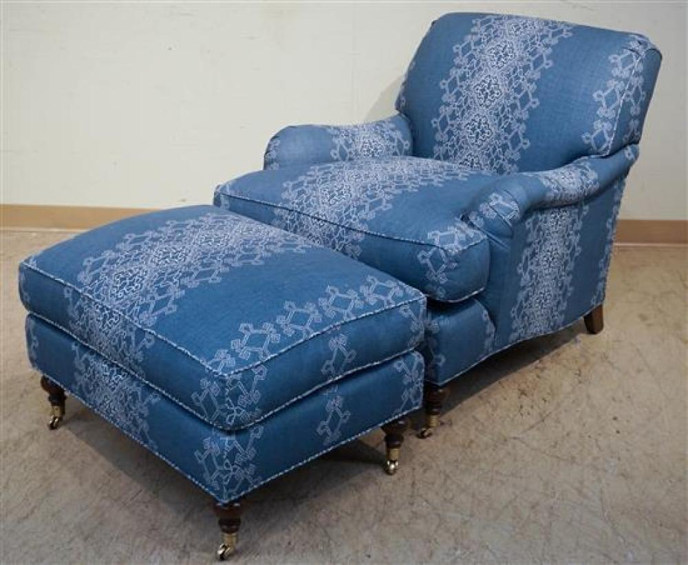CONTEMPORARY BLUE UPHOLSTERED LOUNGE