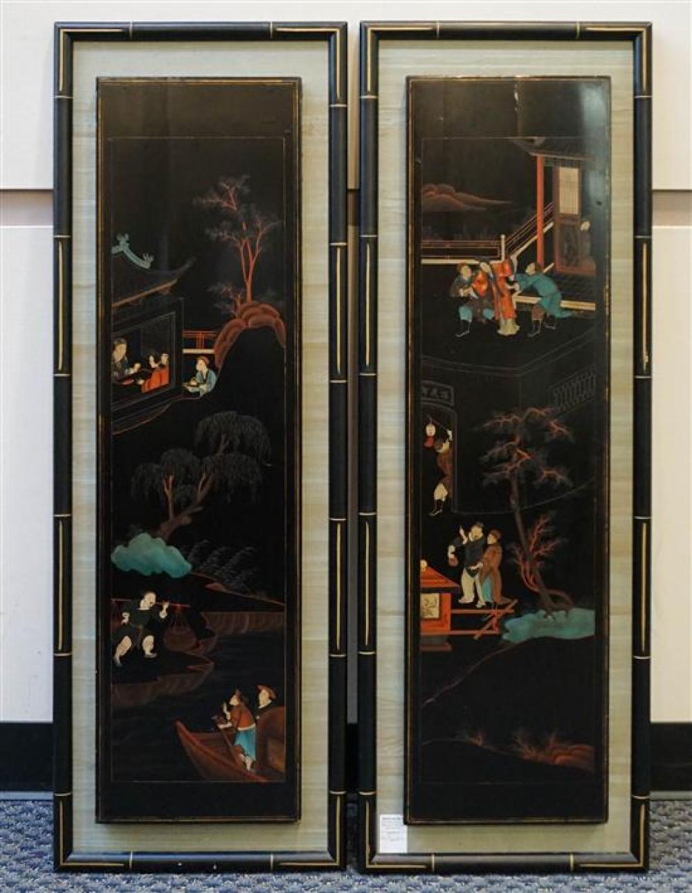 TWO CHINESE BLACK LACQUERED PANELS  321652