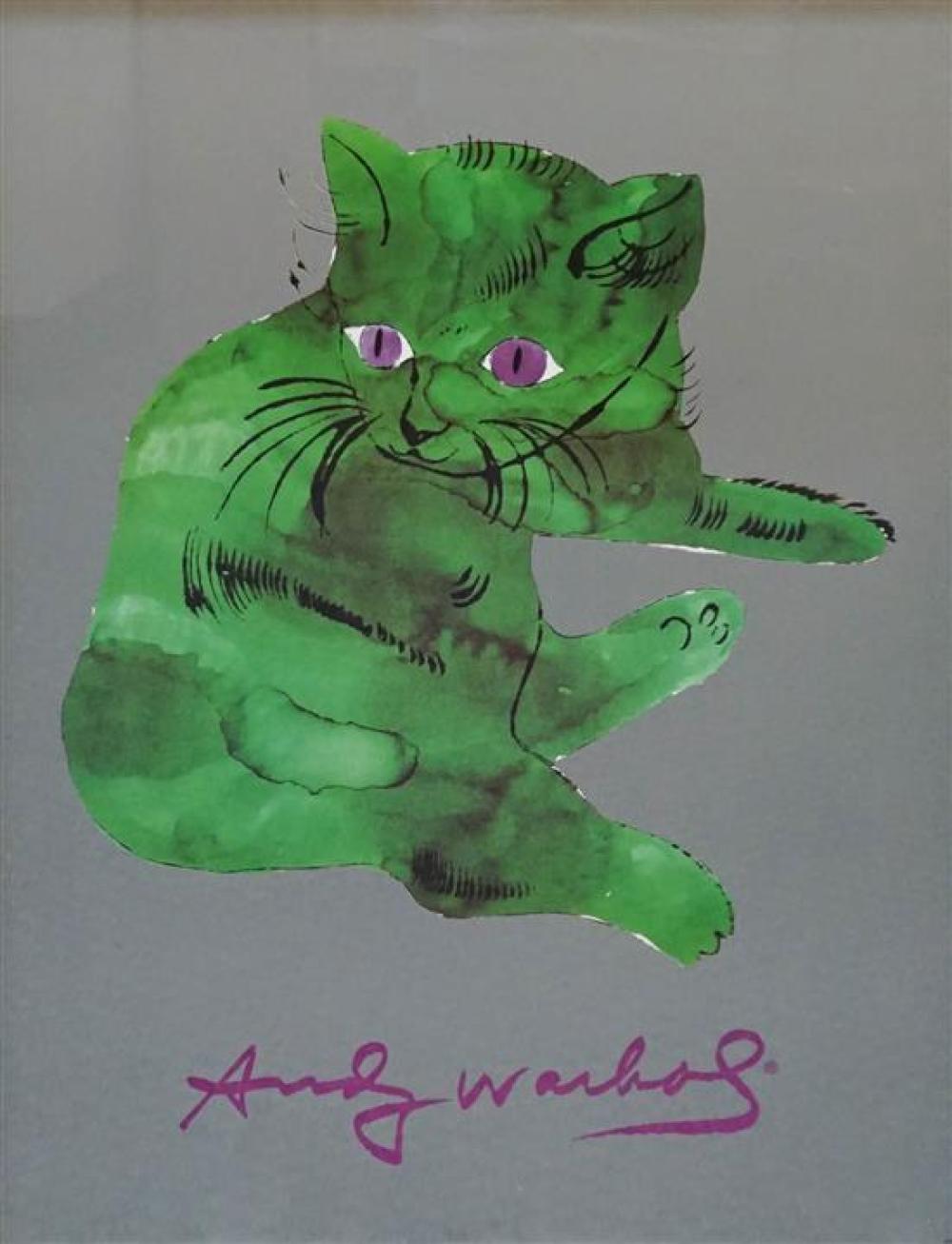 AFTER ANDY WARHOL GREEN CAT REPRODUCTION 32165d