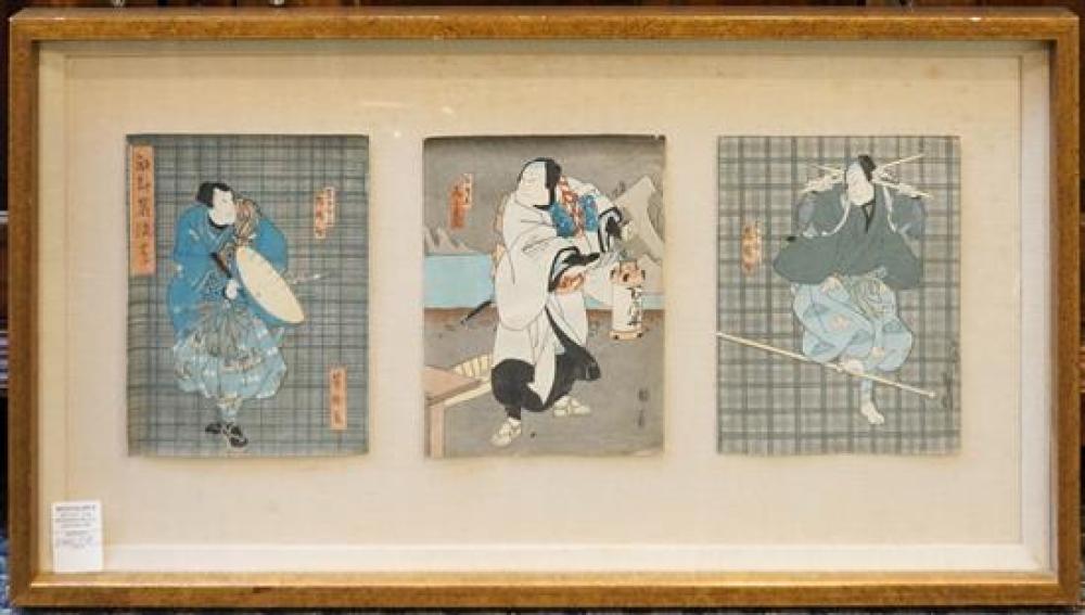 JAPANESE WOODBLOCK TRIPTYCH, FRAME: