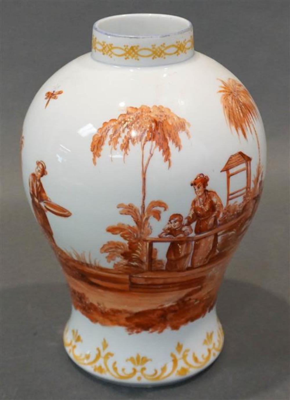DRESDEN CHINOISERIE DECORATED VASE,