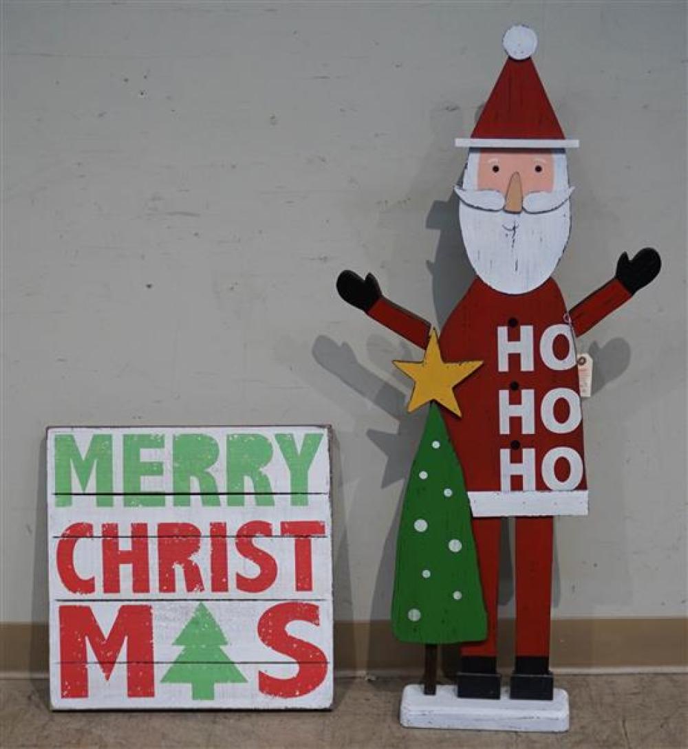 PAINTED WOOD SANTA CLAUS FIGURE  32169e