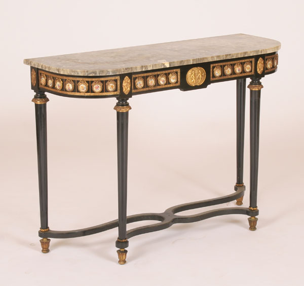 Ebonized French demilune table 50248