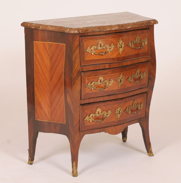 French inlaid chest with marble